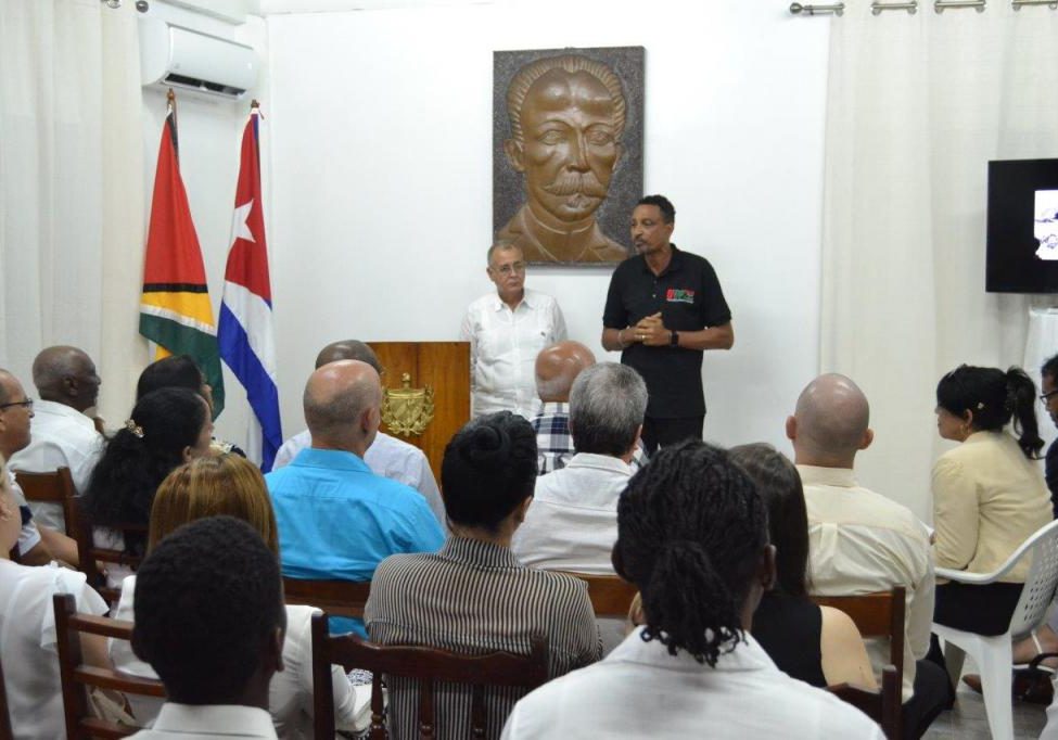 gerald speaking at cuban embassy